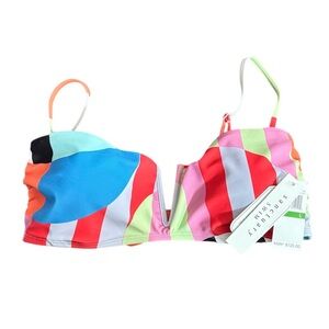 Sanctuary Printed V-Wire Bandeau Bikini TopLarge NWT